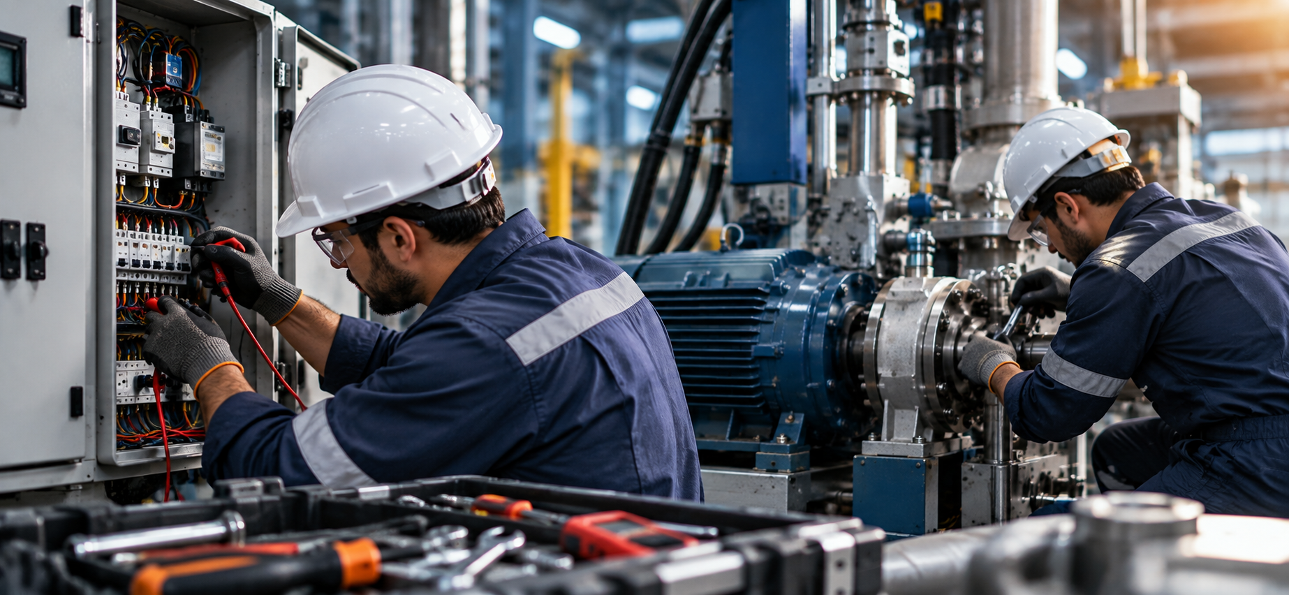 MEFCO technician troubleshooting industrial equipment